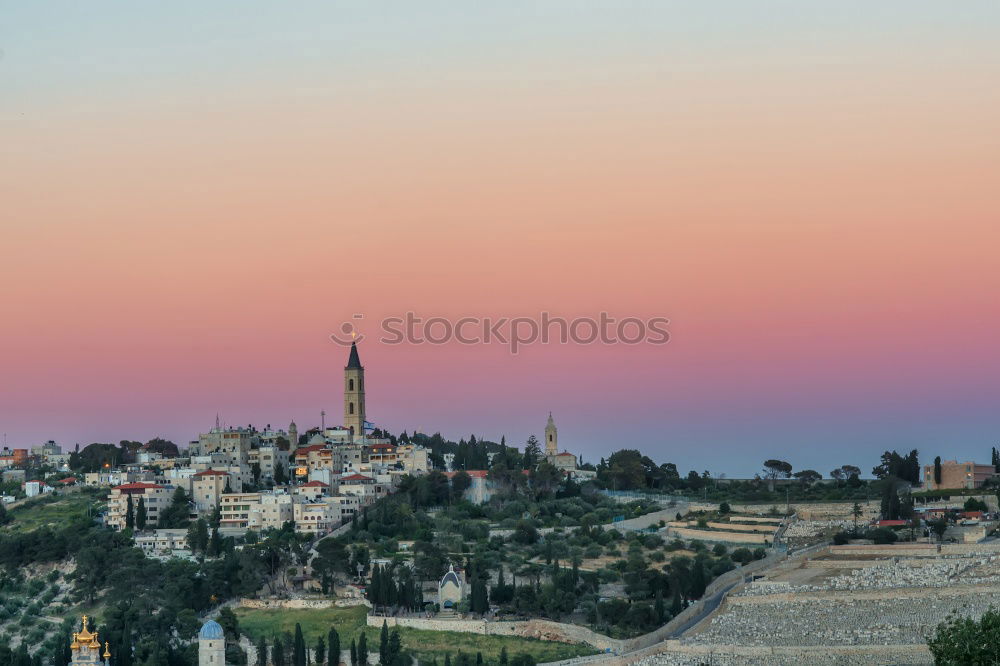 Similar – Image, Stock Photo Greek town sunset panorama with red roof houses, valley and mountains in the background, Kalambaka, Thessaly, Greece