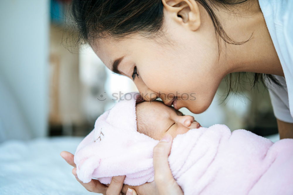 Similar – Image, Stock Photo Mother and baby Smiling