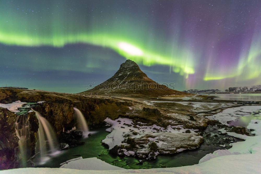 Image, Stock Photo House at night with Polar light