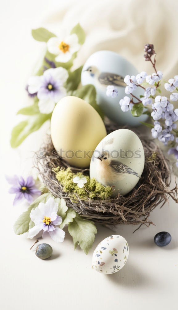 Similar – Image, Stock Photo Easter greeting card and nest with eggs