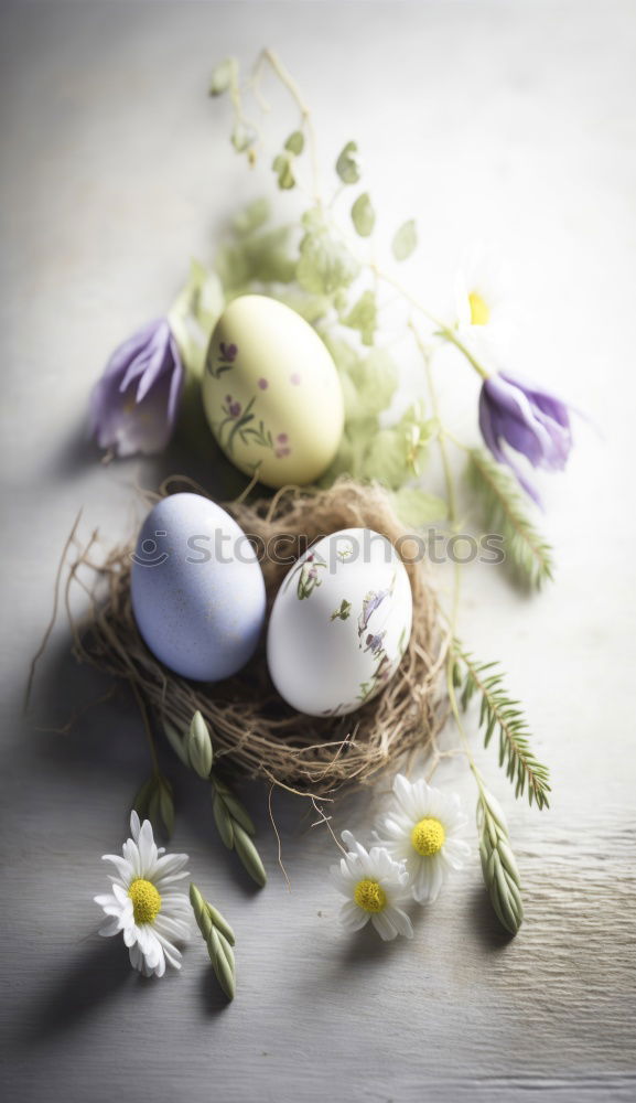 Similar – Easter eggs in nest with spring branches and map