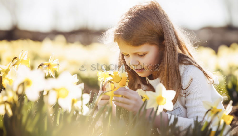 Image, Stock Photo child girl in country style plaid shirt and hat