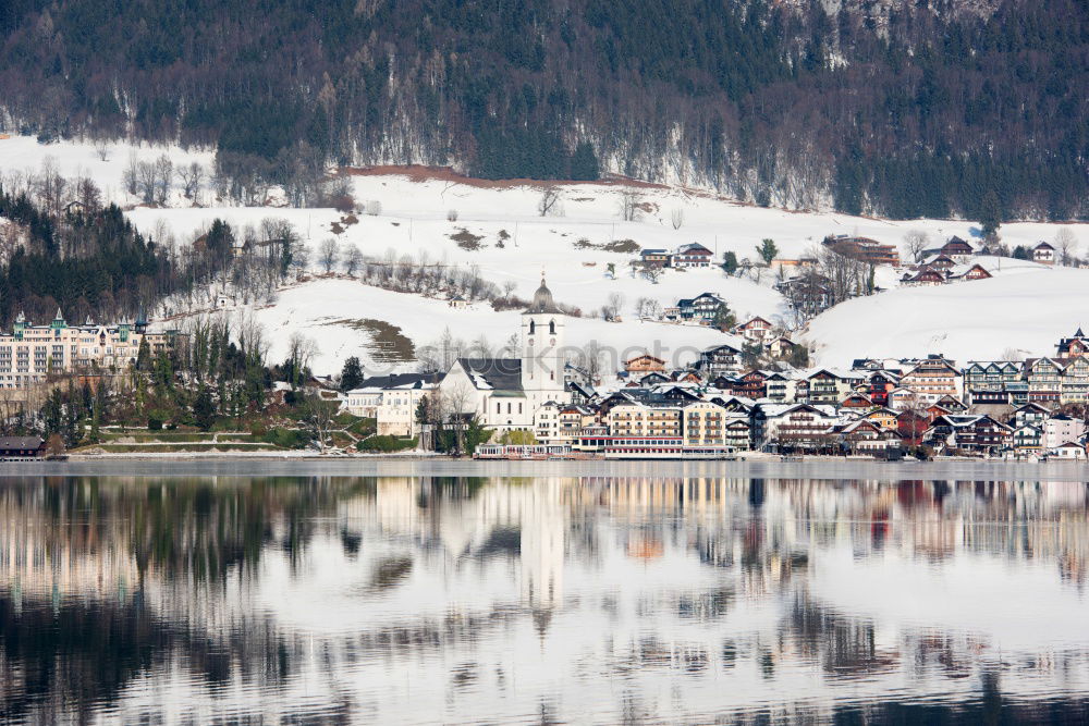 Image, Stock Photo Hallstatt town on a snowy day