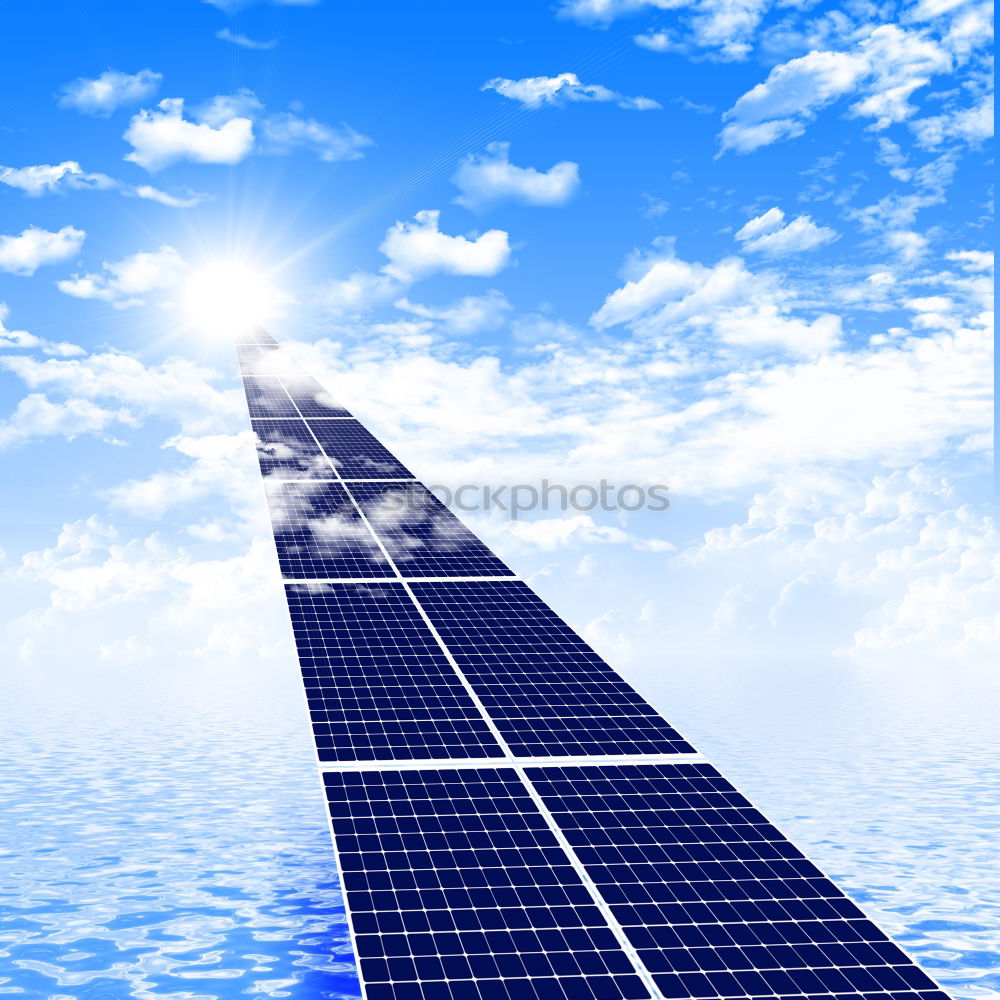 Similar – Photovoltaic panels in a solar power plant over a blue sky.