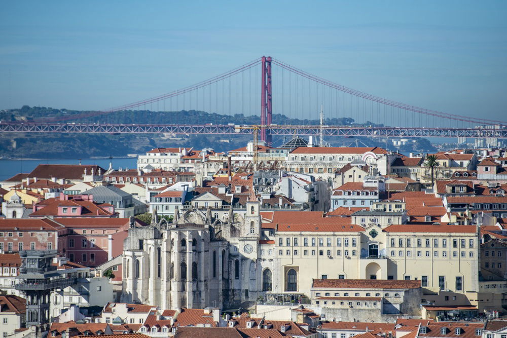 Similar – Aerial View Of Lisbon Skyline And 25th April Bridge In Portugal