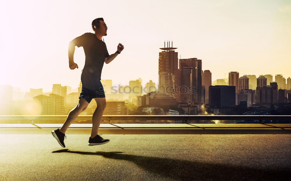 Similar – Rear view of black man running in urban background.