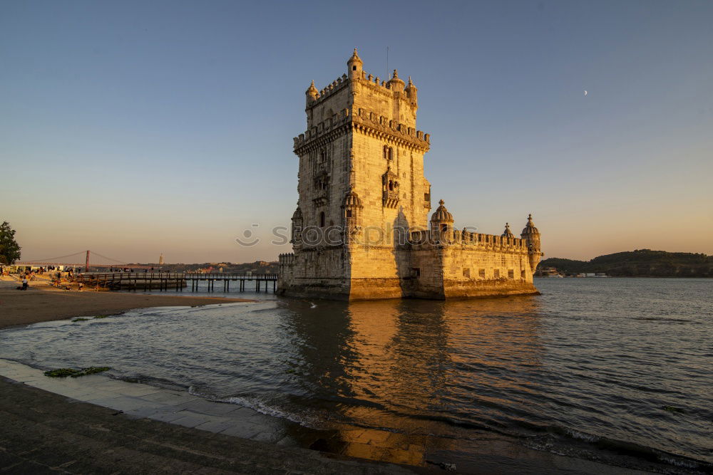 Similar – Image, Stock Photo Medieval stone tower in dusky seascape