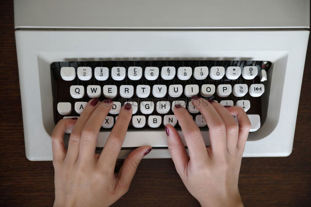 Similar – Portrait format: black writing utensils, paper, notes, scissors, pencil, ruler, adhesive tape, eraser, calculator on a wooden desk