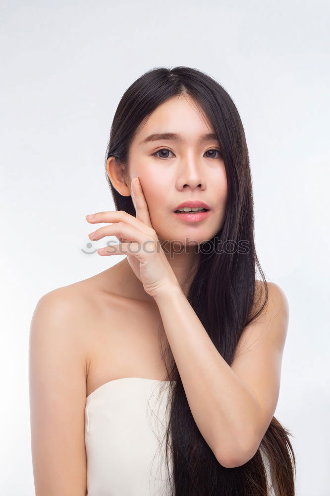 Similar – Image, Stock Photo Young Asian woman with posing in studio with hat