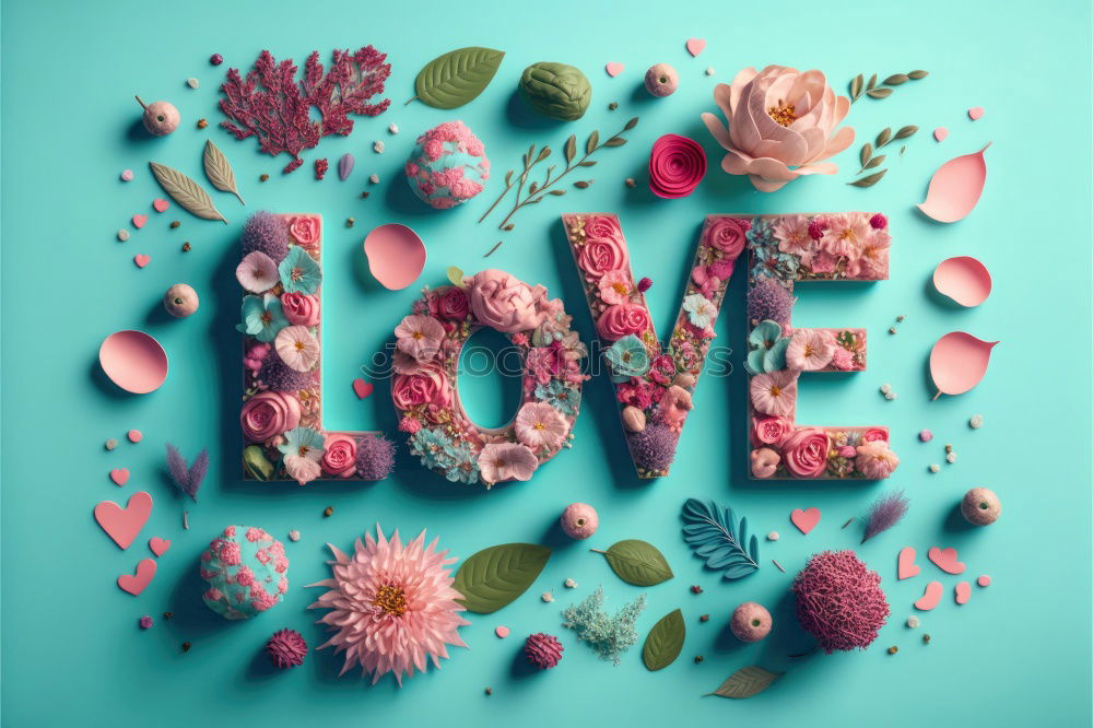 Similar – Image, Stock Photo Blue background with word Love and Roses