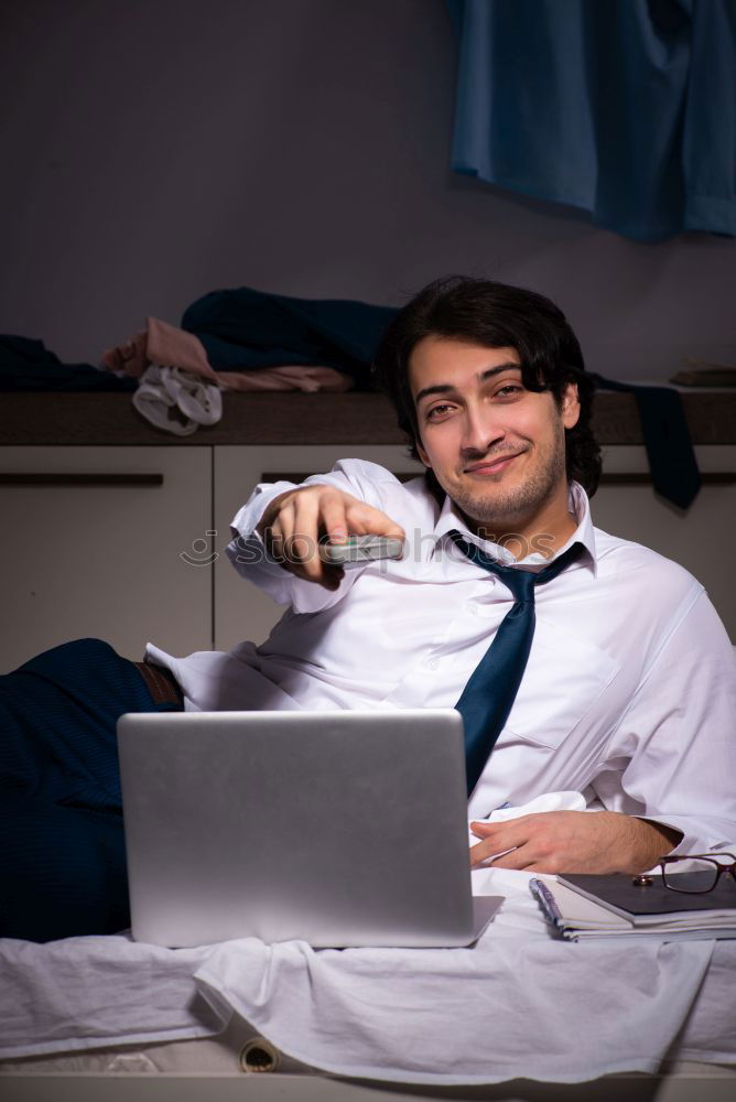 Similar – Image, Stock Photo Portrait of a stylish young handsome long-haired unshaven man