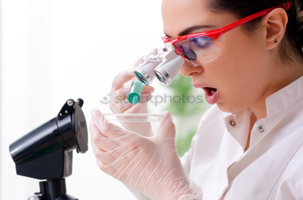 Similar – Image, Stock Photo Woman looking at microscope