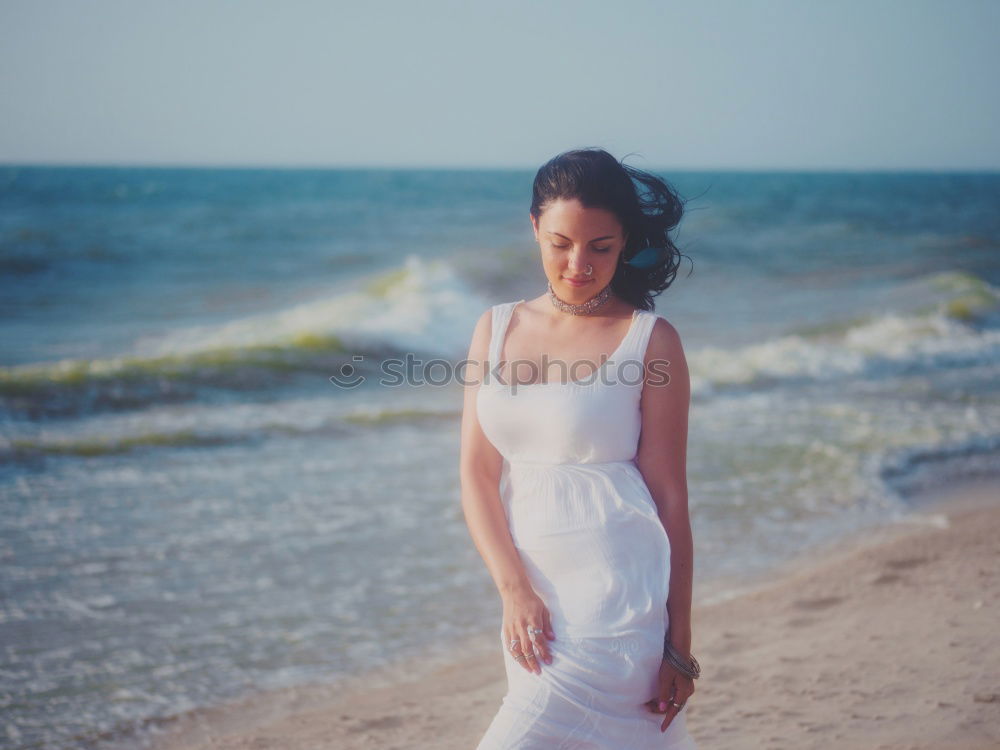 Similar – Image, Stock Photo pensive woman on the beach