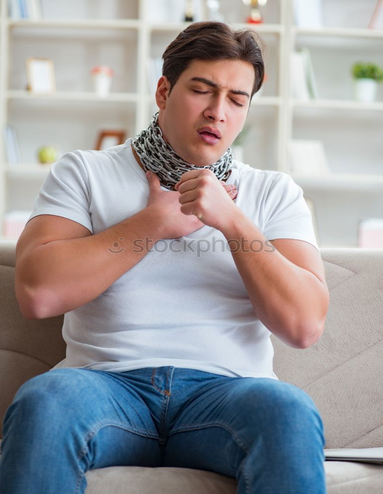 Similar – Image, Stock Photo Portrait of a young thoughtful mixed race man sitting in the sofa