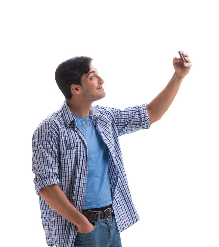 Similar – Image, Stock Photo African american man making himself selfie portrait of smart pho