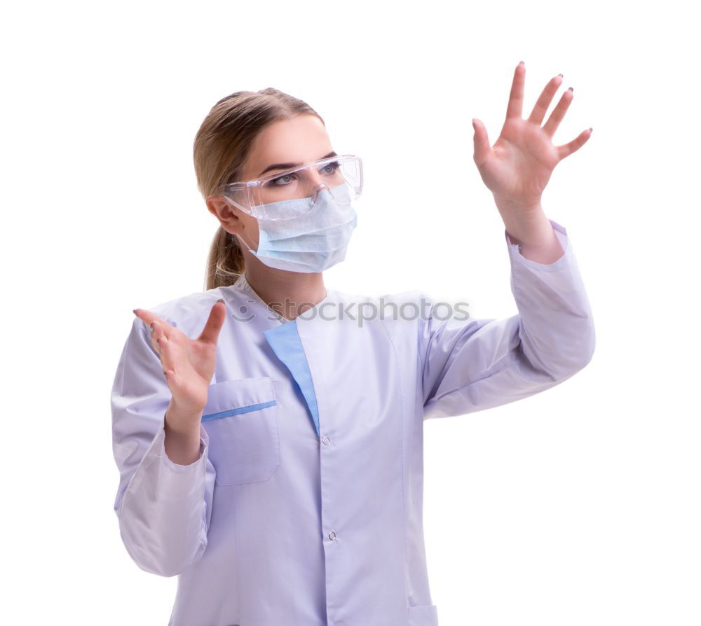 Similar – Image, Stock Photo Female doctor putting on her protective gloves