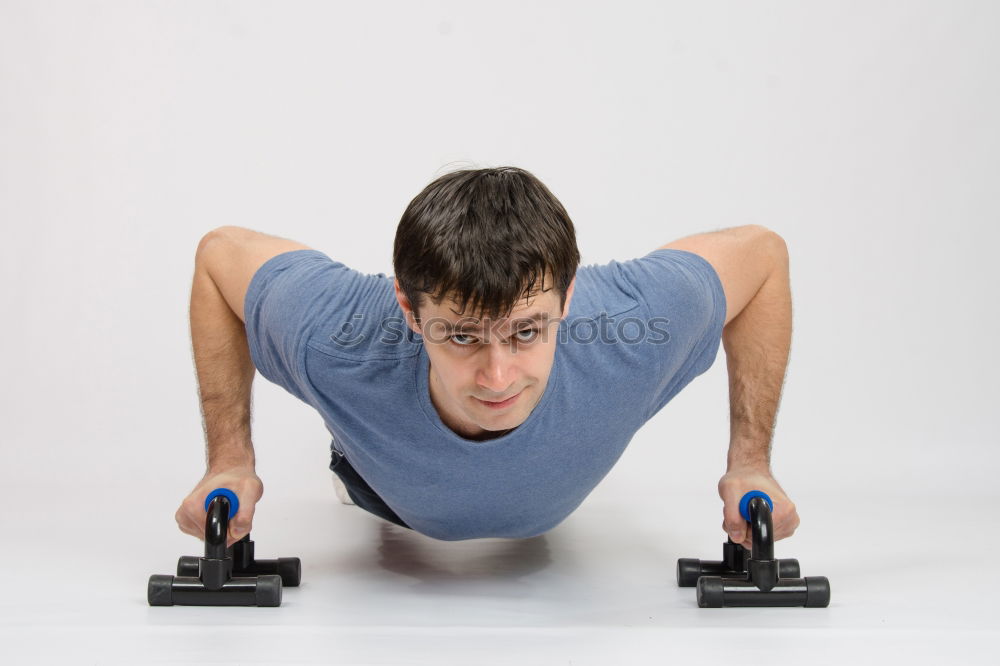 Similar – Image, Stock Photo Fit, muscular young man doing plank at the gym