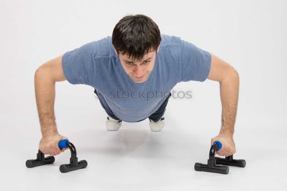 Similar – Image, Stock Photo Fit, muscular young man doing plank at the gym