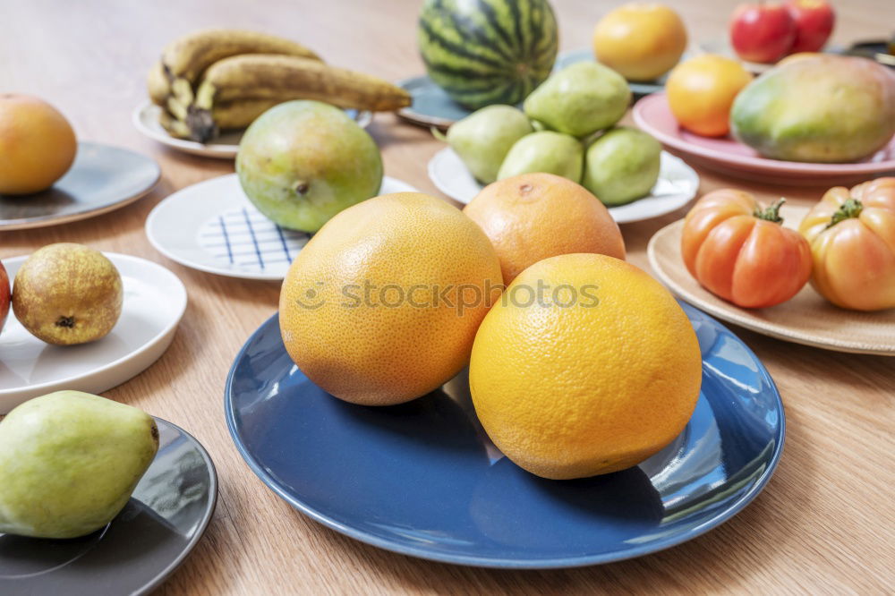 Similar – Image, Stock Photo colorful tropical fruits on blue wooden background