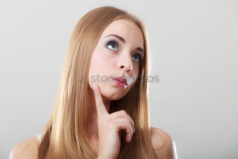 Similar – Image, Stock Photo Young woman thinking