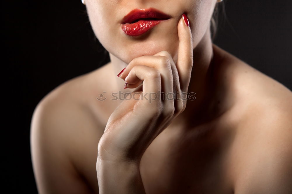 Similar – Image, Stock Photo Wine red Red Lips Hand