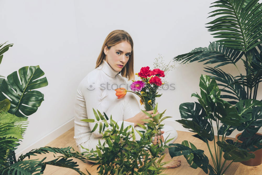 Similar – Image, Stock Photo Woman gardener, planting cactus plant in a pot