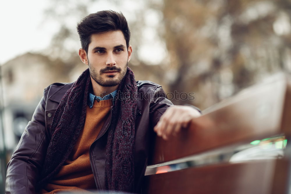 Similar – Young man wearing winter clothes in the street.