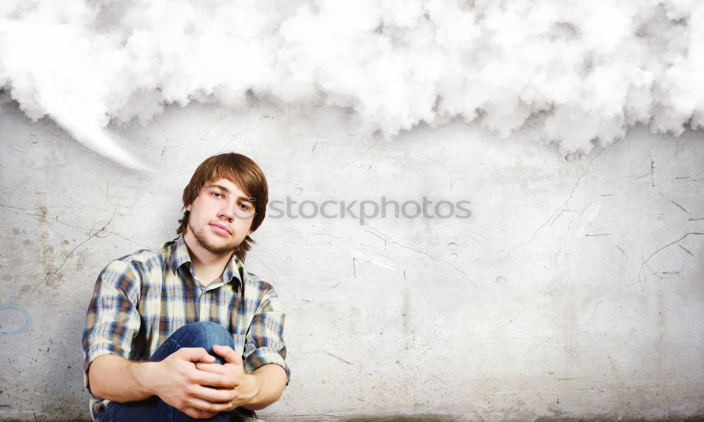 Similar – Image, Stock Photo Young man playing with soap bubbles