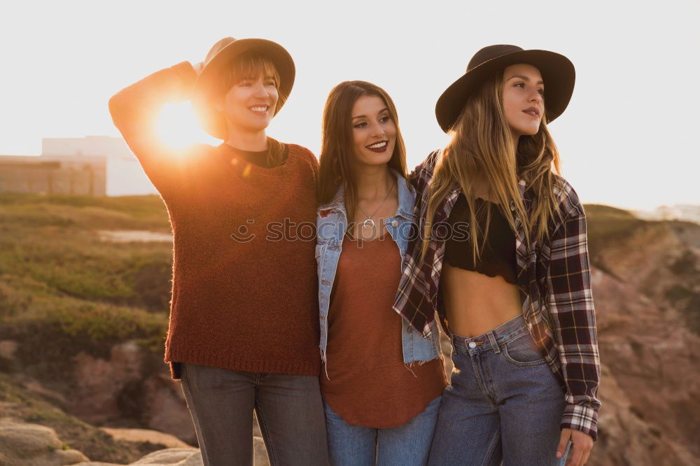 Similar – Image, Stock Photo Best friend girls looking at each other and pulling faces