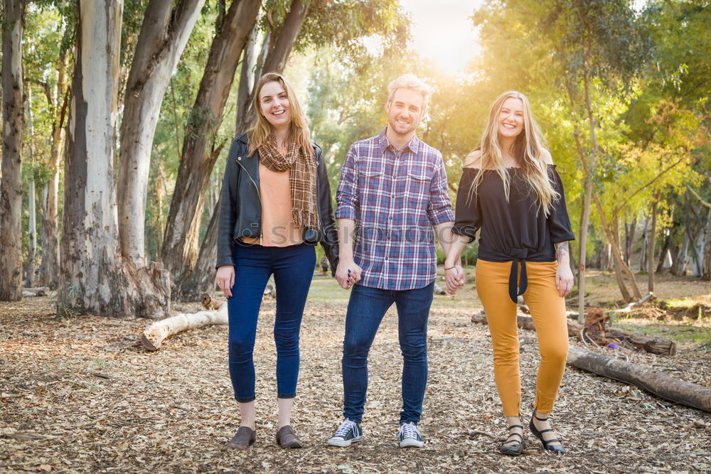 Similar – Image, Stock Photo Happy friends in mountains