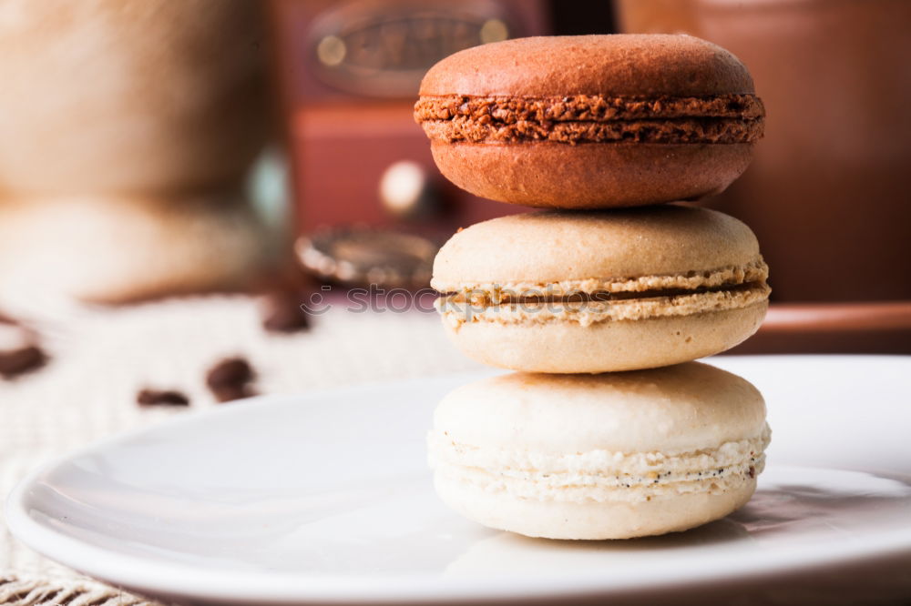 Similar – Chocolate, coffee and vanila macarons