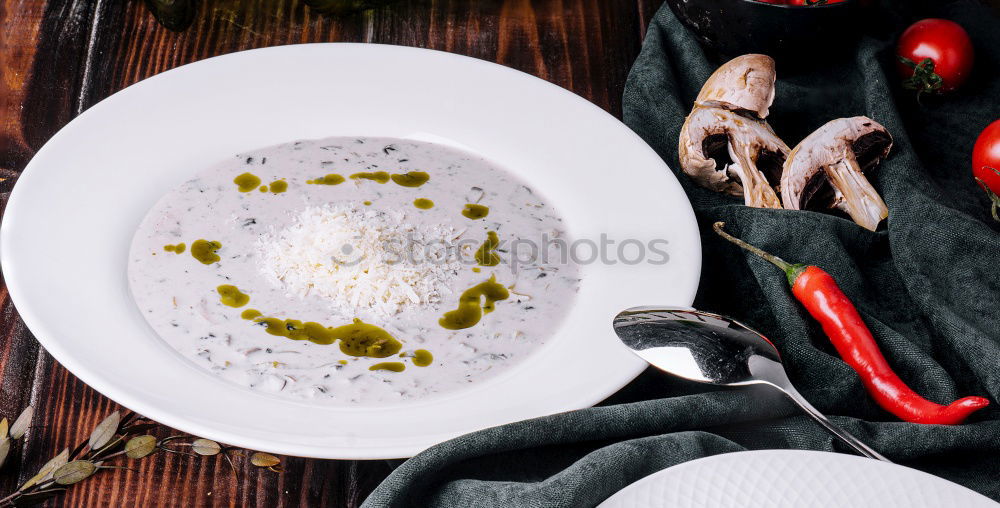 Similar – Image, Stock Photo Handmade ricotta cheese on a rustic kitchen table