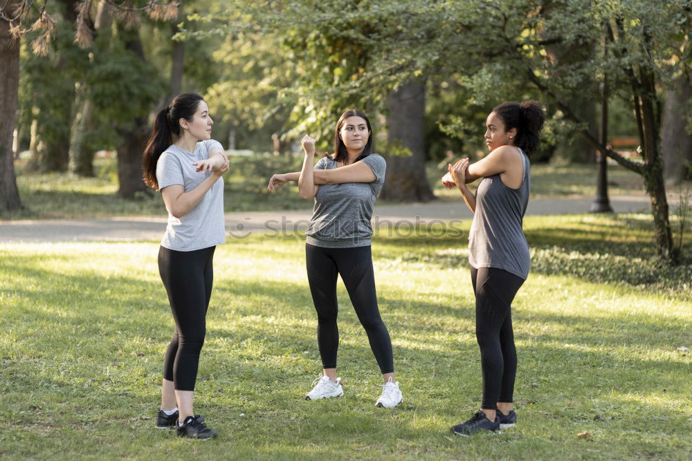 Similar – Image, Stock Photo Happy Women Taking Selfie After Outdoor Exercise