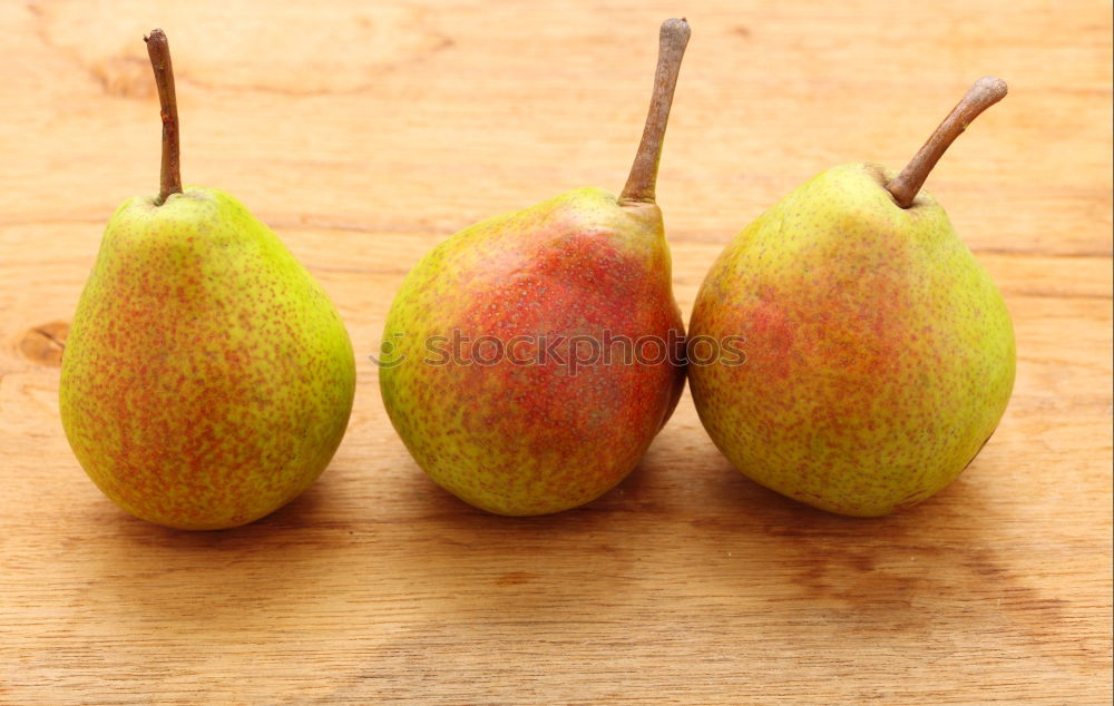 Image, Stock Photo Eight pears and three tomatoes, regularly arranged on a wooden table