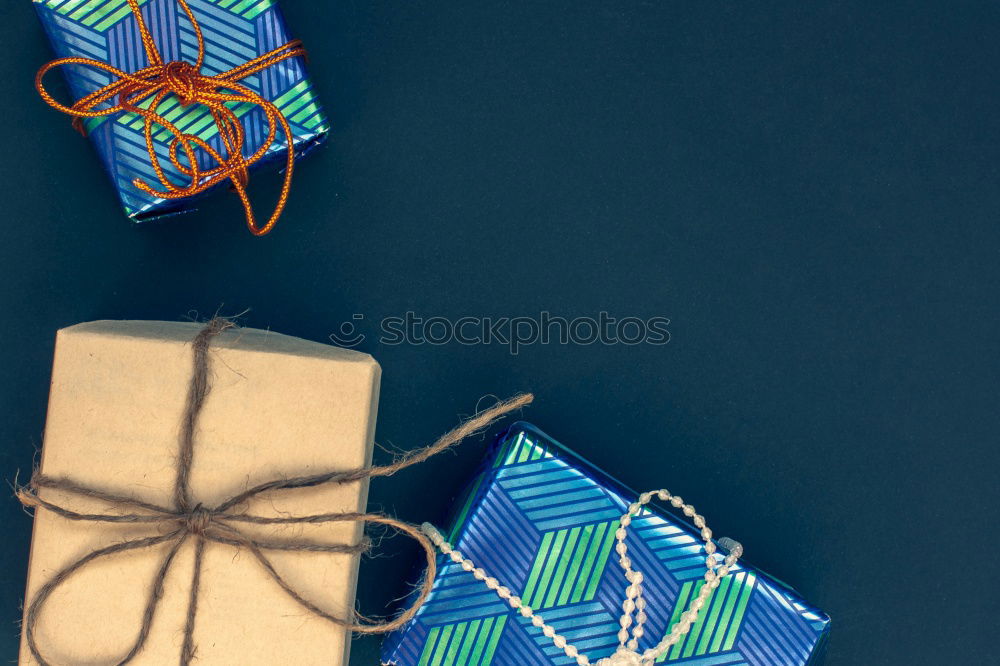 Similar – Image, Stock Photo Handmade gift boxes on brown paper background