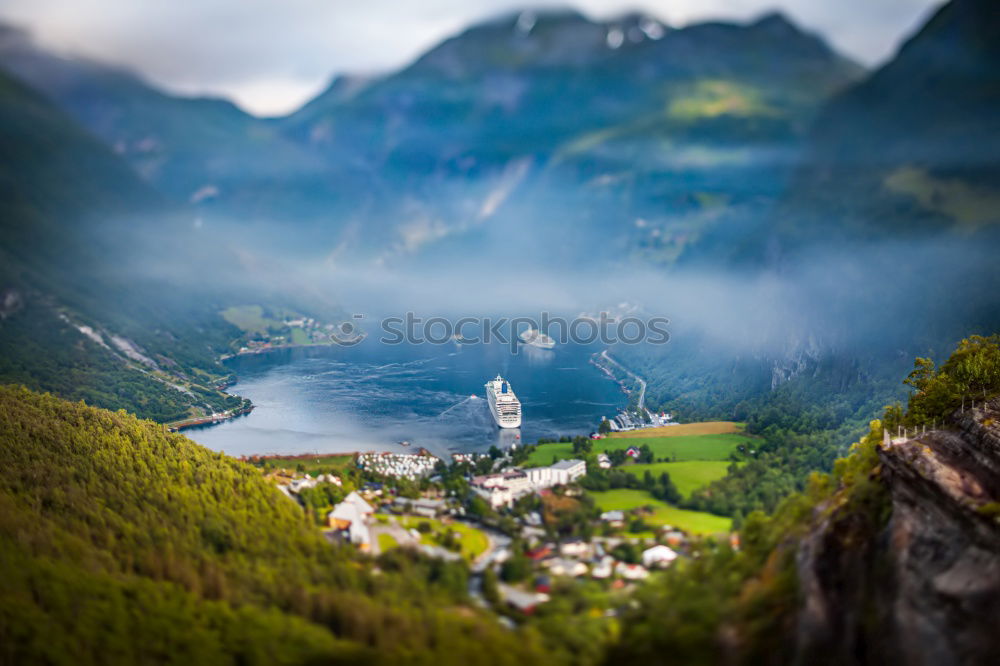 Similar – Image, Stock Photo Aerial view over the Achensee lake in tyrol/ Austria.