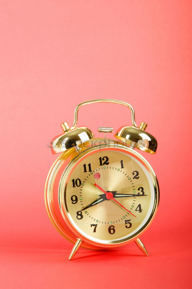 Similar – Image, Stock Photo Retro alarm clock with bells over red paper background close up