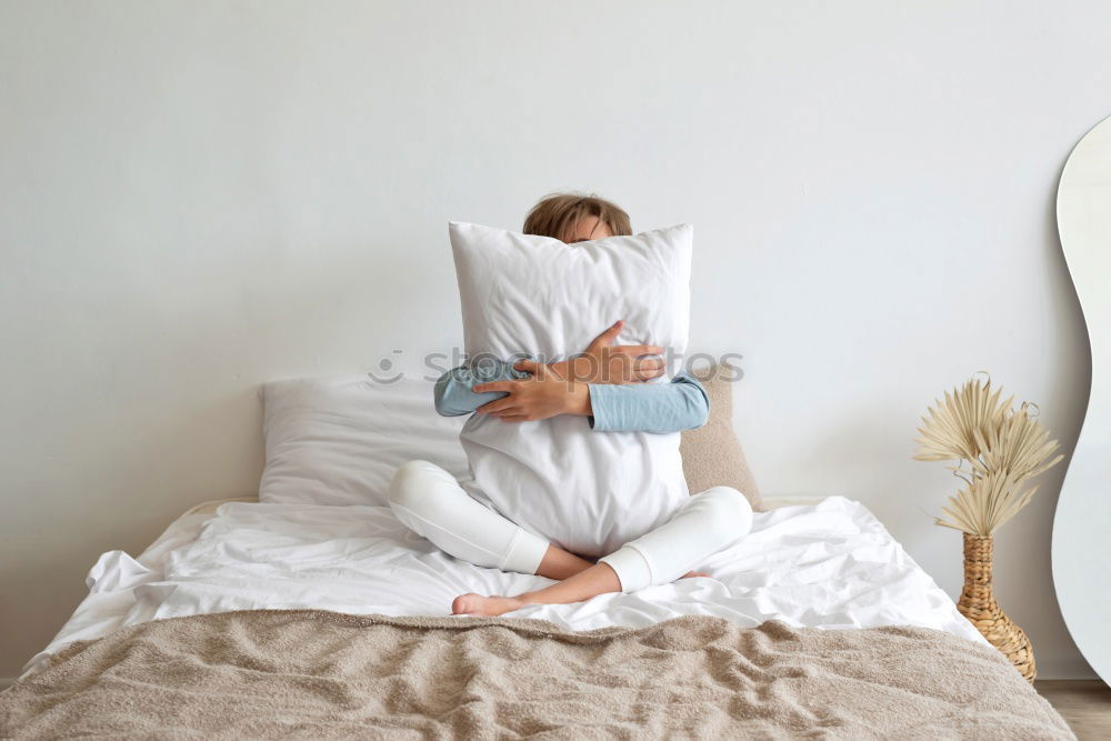 Similar – Image, Stock Photo happy kid girl waking up in the morning