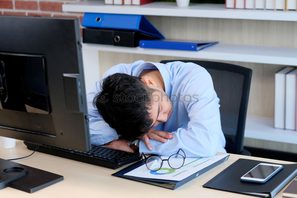 Similar – Image, Stock Photo Young tired student drinks a cup of coffee