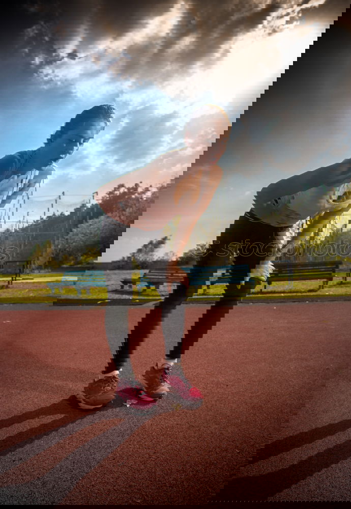 Similar – Image, Stock Photo Woman warming up before outdoor workout
