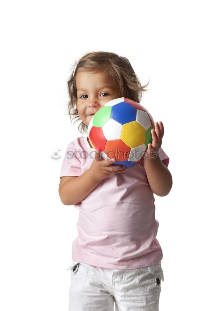 Similar – Girl with clown nose looks into the camera