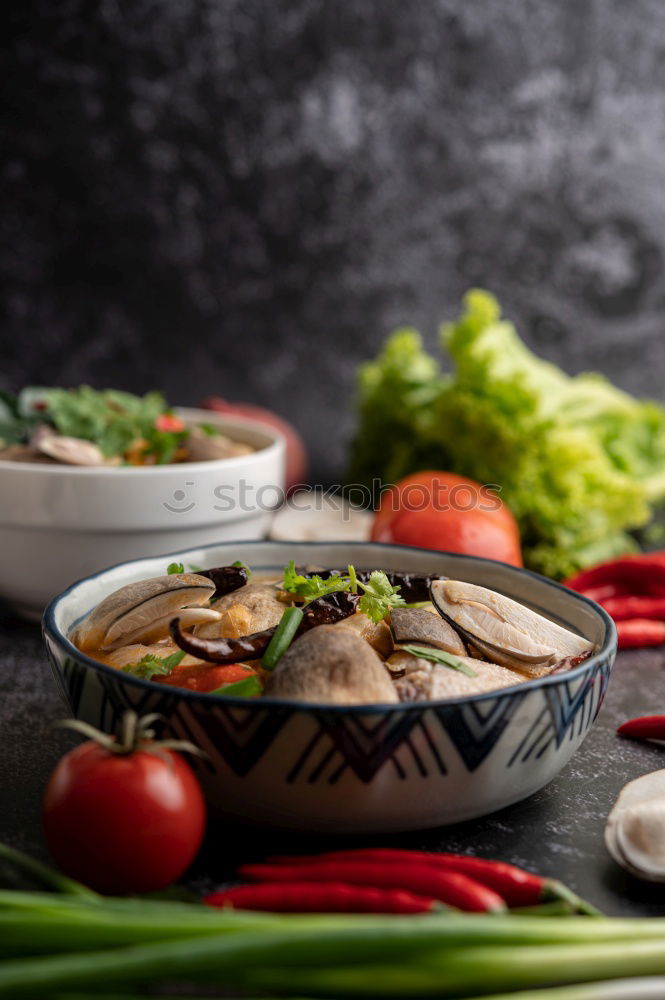 Similar – Geometric bowl of Asian Noodle Soup with chopsticks