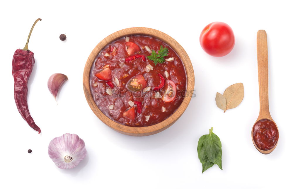 Similar – Image, Stock Photo Soup gazpacho in a brown plate