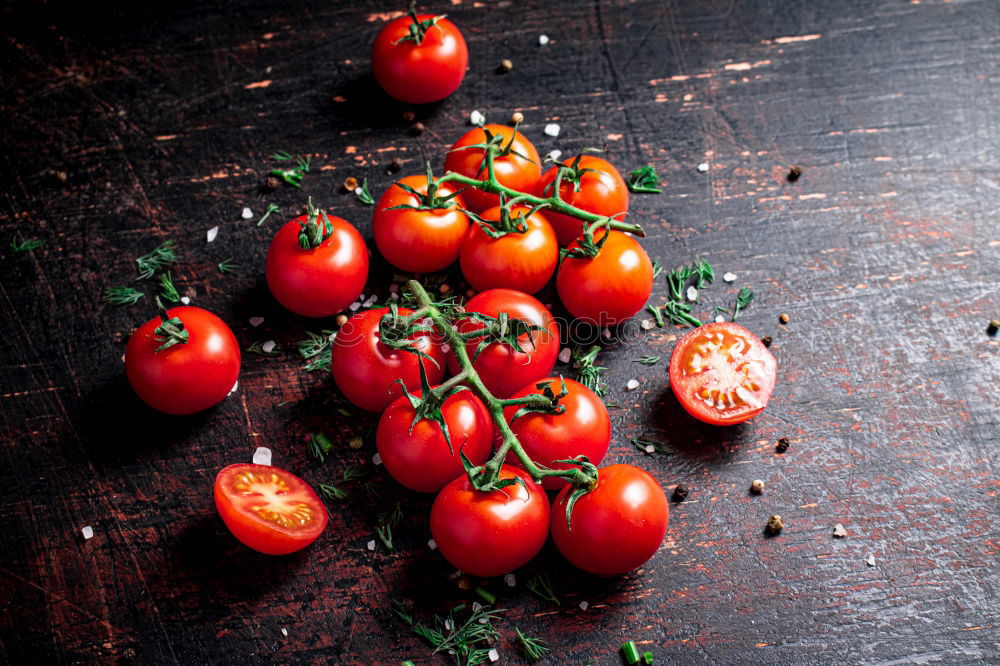 Similar – Image, Stock Photo Cherry tomatoes and basil