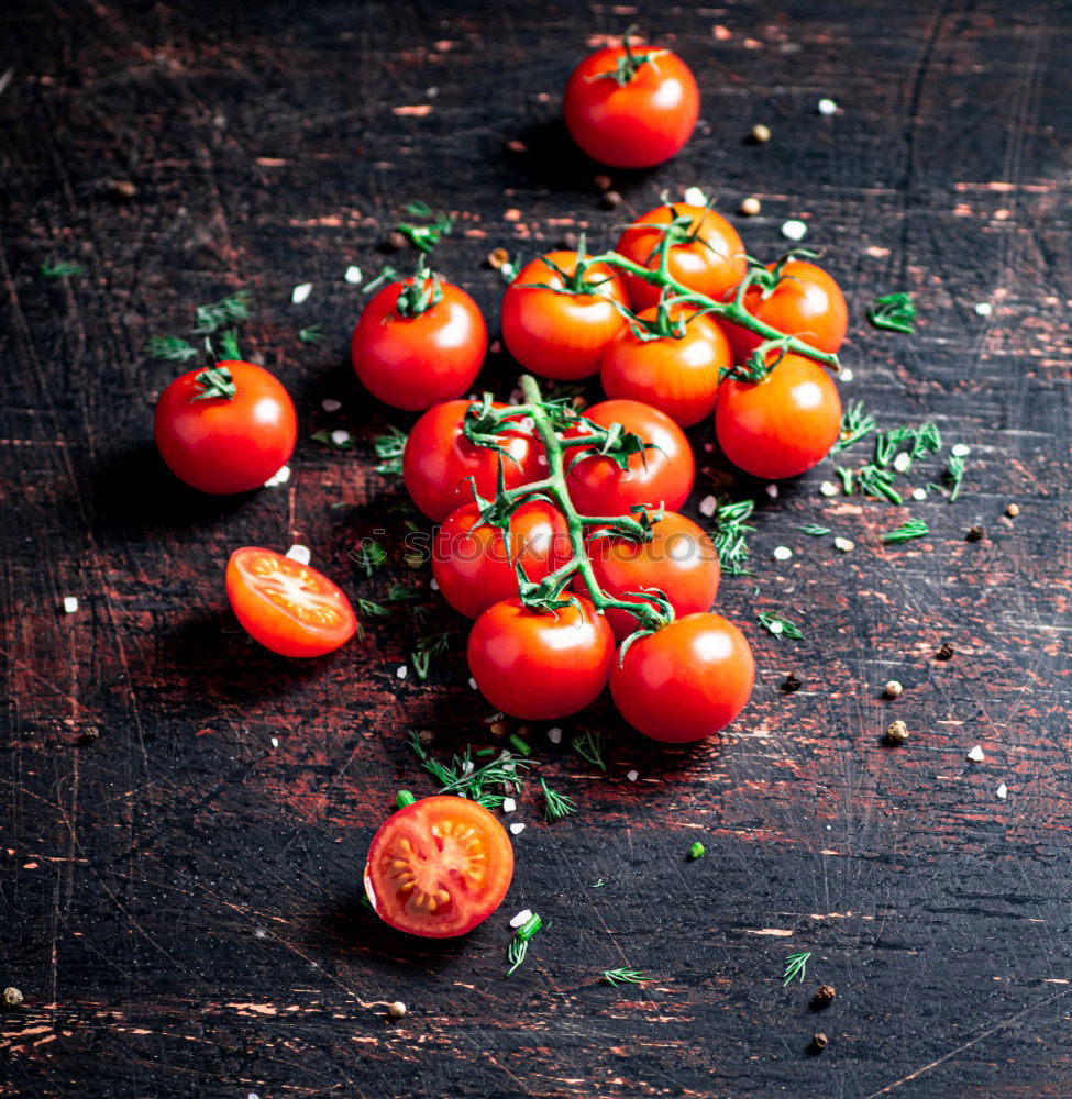 Similar – Image, Stock Photo Cherry tomatoes and basil