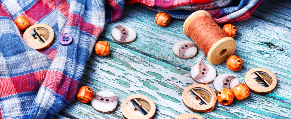 Image, Stock Photo Sewing buttons and spools of thread