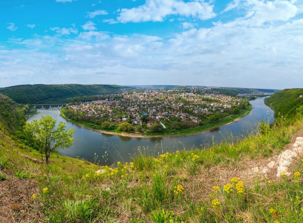 Similar – Image, Stock Photo Moselle valley in summer with Moselle and vineyards