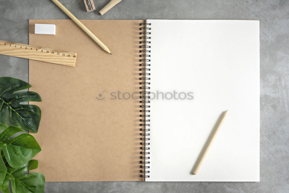 Similar – Minimal work space, Top view flat lay