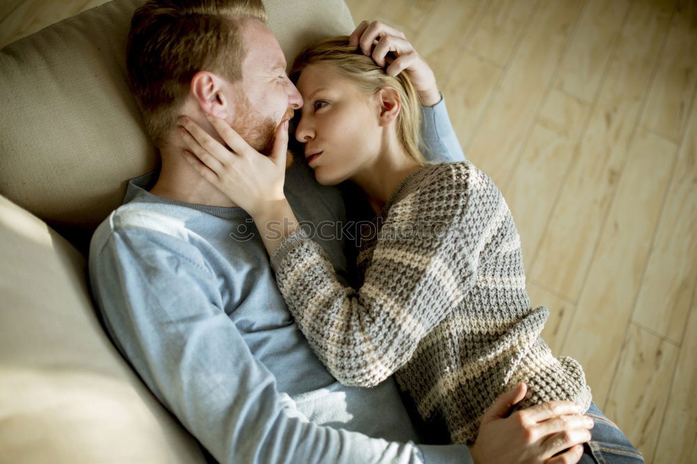 Similar – Image, Stock Photo Couple embracing in car
