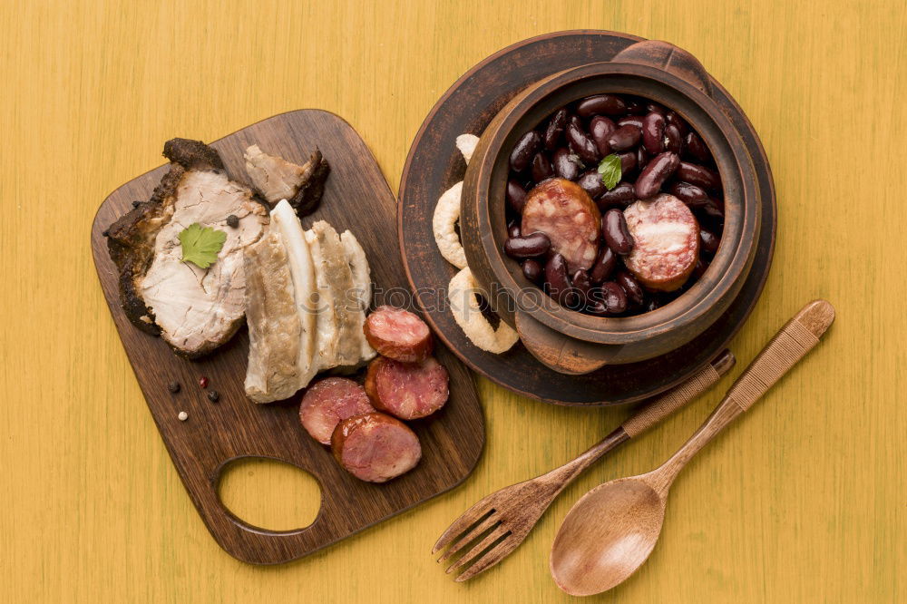 Image, Stock Photo Dried fruits and nuts in handmade pottery bowls